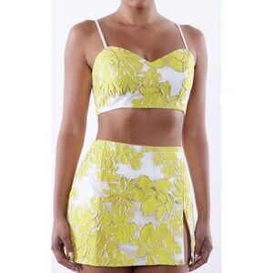 Nova Luxe PoppyEmbroidered Yellow Floral Shorts and bustier set size XS